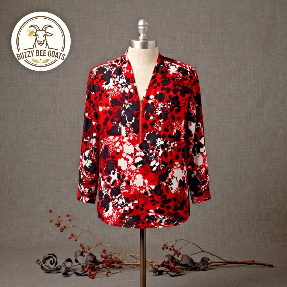 Jaclyn Smith Floral Print Tunic Top Womens Size XL Polyester Blouse